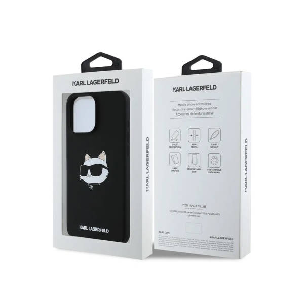 Чехол Lagerfeld Liquid Silicone NFT Choupette Head MagSafe для iPhone 16 Pro Max. Цвет: черный
