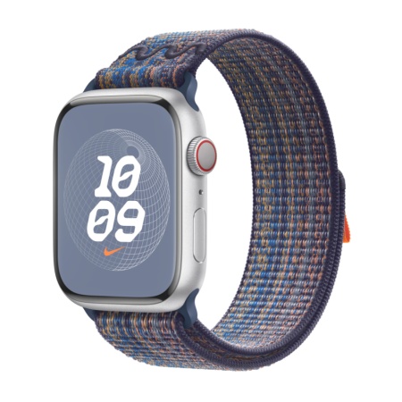 Спортивный ремешок Nike для Apple Watch 45мм. Цвет: синий/оранжевый