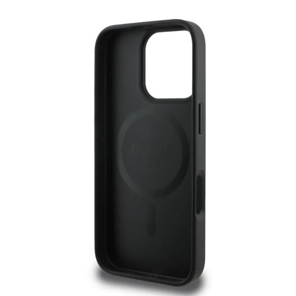Чехол Guess PU 4G Stripes MagSafe для iPhone 16 Pro. Цвет: черный
