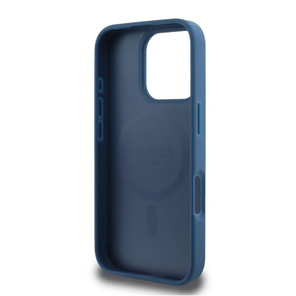 Чехол Guess PU 4G Stripes MagSafe для iPhone 16 Pro. Цвет: синий