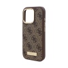 Чехол Guess PU 4G Plate metal logo MagSafe для iPhone 16. Цвет: коричневый