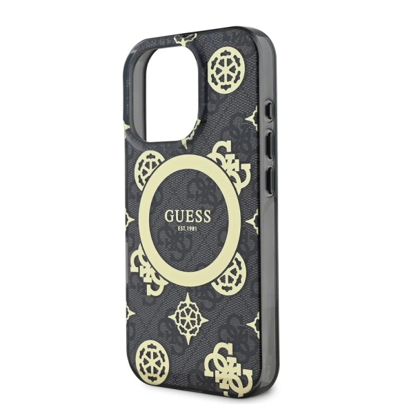 Чехол Guess PC/TPU 4G Peony MagSafe для iPhone 16 Pro. Цвет: черный