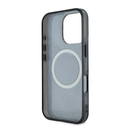 Чехол Guess PC/TPU 4G Peony MagSafe для iPhone 16 Pro. Цвет: черный