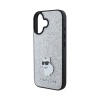 Чехол Lagerfeld Fixed glitters NFT Choupette Metal pin для iPhone 16. Цвет: серебристый