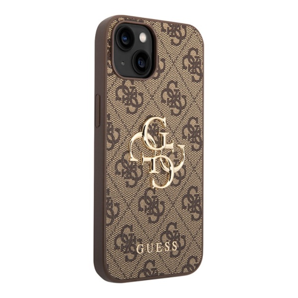 Чехол Guess PU 4G Big metal logo Hard для iPhone 15. Цвет: коричневый