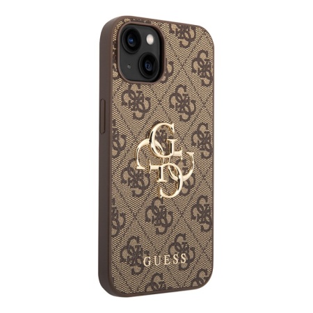 Чехол Guess PU 4G Big metal logo Hard для iPhone 15. Цвет: коричневый