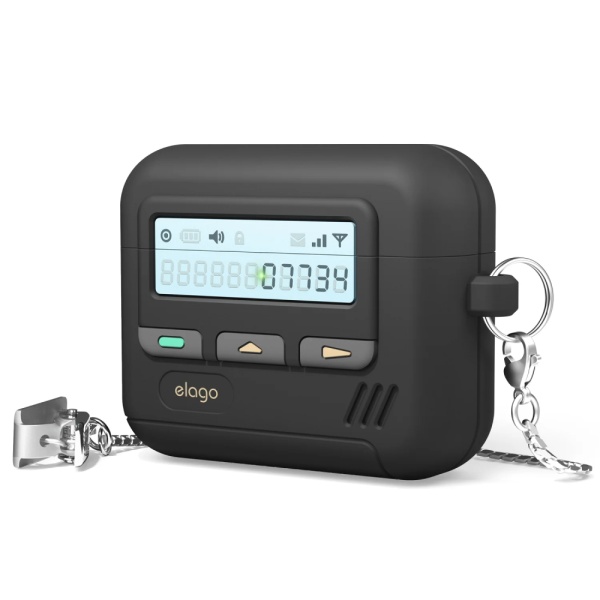 Чехол Elago Unique Pager Hang case для AirPods 4, силикон. Цвет: черный