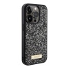 Чехол Guess Diamond Rhinestone Plate metal logo для iPhone 15 Pro. Цвет: черный 