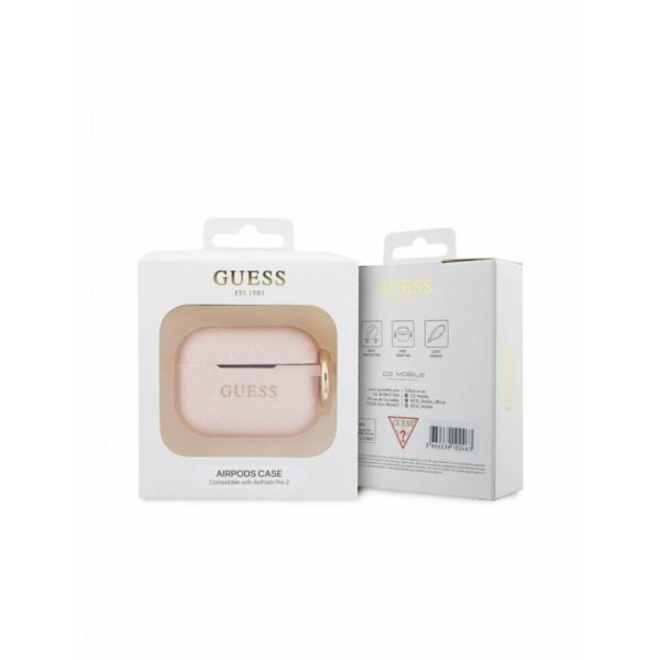 Чехол Guess Silicone with ring для AirPods Pro 2. Цвет: розовый