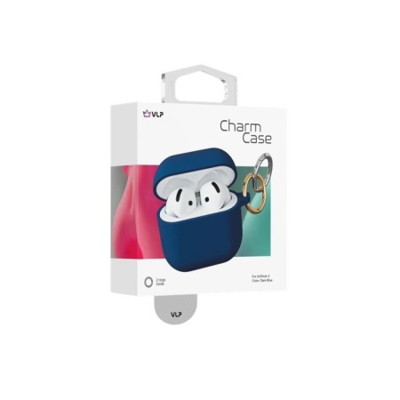 Чехол vlp Charm Case для AirPods 4, силикон. Цвет: темно-синий