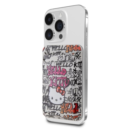 Магнитный бумажник Hello Kitty Cardslot MagSafe PU leather Graffiti Tags. Цвет: бежевый