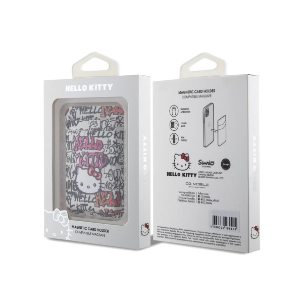 Магнитный бумажник Hello Kitty Cardslot MagSafe PU leather Graffiti Tags. Цвет: бежевый
