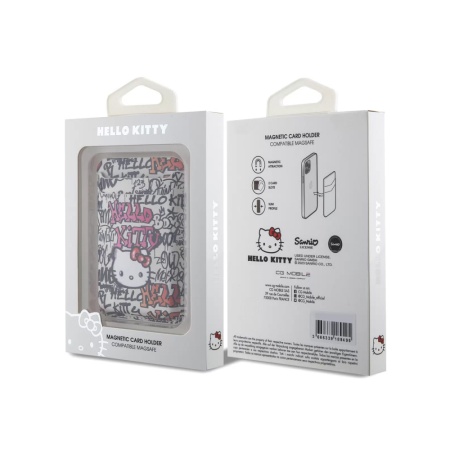 Магнитный бумажник Hello Kitty Cardslot MagSafe PU leather Graffiti Tags. Цвет: бежевый