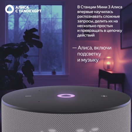 Умная колонка Яндекс.Станция Мини 3. Цвет: серый