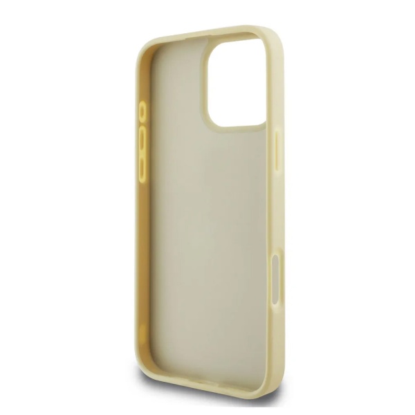 Чехол Guess Fixed Glitters 4G Big metal logo для iPhone 16 Pro. Цвет: золотой