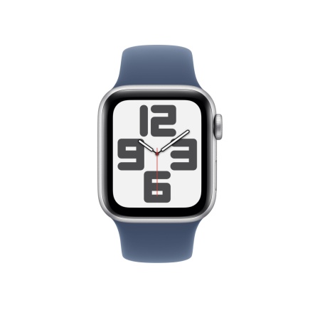 Apple Watch SE (2024), 40мм, корпус из алюминия серебристого цвета, Спортивный ремешок (S/M)