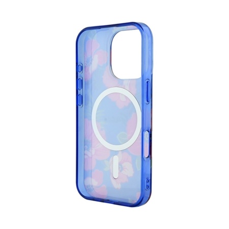 Чехол Guess PC/TPU Flowers Invisible Ring Hard MagSafe для iPhone 16 Pro. Цвет: красный