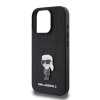 Чехол Lagerfeld Fixed glitters NFT Karl Ikonik Metal pin для iPhone 16 Pro. Цвет: черный