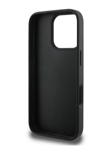 Чехол Lagerfeld Fixed glitters NFT Karl Ikonik Metal pin для iPhone 16 Pro. Цвет: черный
