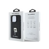 Чехол Lagerfeld Fixed glitters NFT Karl Ikonik Metal pin для iPhone 16 Pro. Цвет: черный