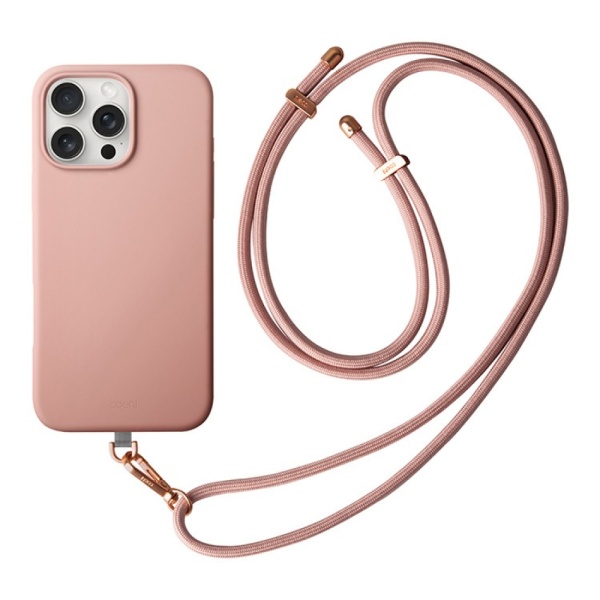 Чехол Uniq COEHL CREME Liquid silicone with Strap Magsafe для iPhone 16 Pro. Цвет: розовый