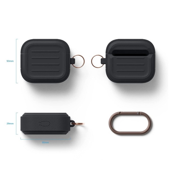 Чехол Elago Armor Silicone hang case для AirPods 3 с карабином. Цвет: черный