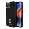 Чехол Guess Liquid silicone with 4G Diamond metal logo Hard для iPhone 15. Цвет: черный