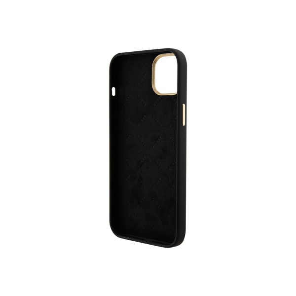 Чехол Guess Liquid silicone with 4G Diamond metal logo Hard для iPhone 15. Цвет: черный