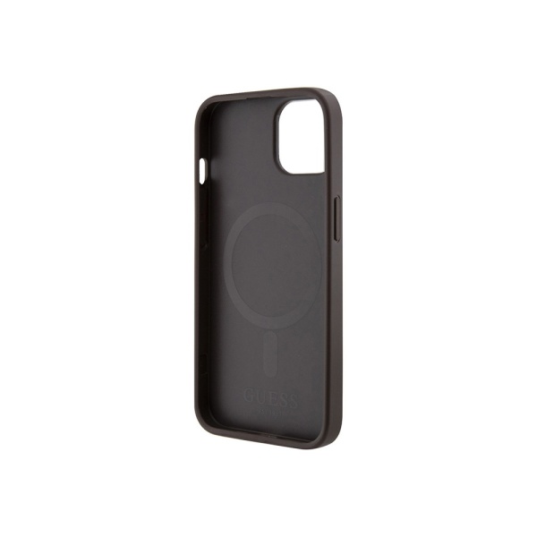Чехол Guess PU 4G Stripes Hard MagSafe для iPhone 15. Цвет: коричневый