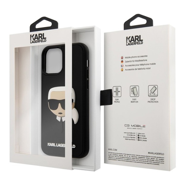 Чехол Lagerfeld для iPhone 12/12 Pro 3D Rubber Karl's head. Цвет: черный