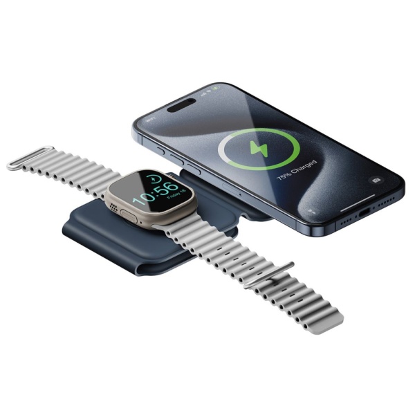 Беспроводное з/у EnergEA Bazic GoMag Trio PLUS magnetic wireless foldable15 Вт. Цвет: синий