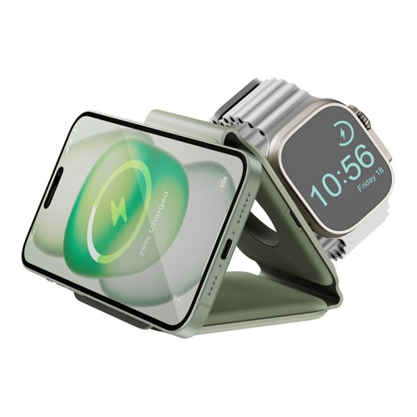 Беспроводное з/у EnergEA Bazic GoMag Trio PLUS magnetic wireless foldable15 Вт. Цвет: бежевый