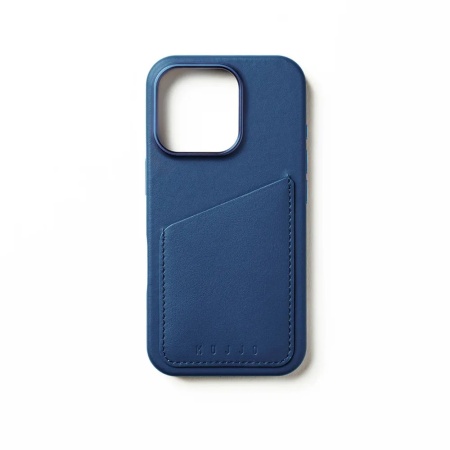 Чехол защитный Mujjo Full Leather Wallet Case для iPhone 16 Pro. Цвет: синий