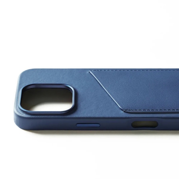 Чехол защитный Mujjo Full Leather Wallet Case для iPhone 16 Pro. Цвет: синий