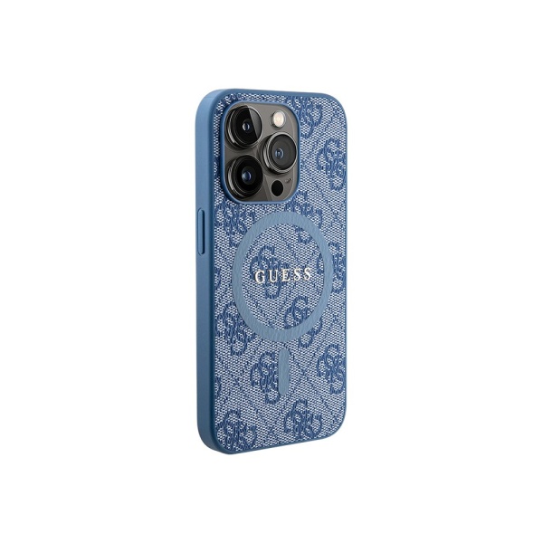 Чехол Guess PU 4G Colored ring Metal logo Hard MagSafe для iPhone 15 Pro Max. Цвет: синий