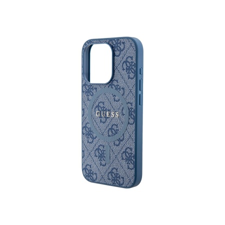 Чехол Guess PU 4G Colored ring Metal logo Hard MagSafe для iPhone 15 Pro Max. Цвет: синий