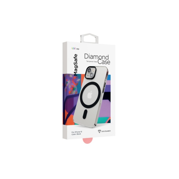 Чехол защитный vlp diamond case с MagSafe для iPhone 15. Цвет: черный
