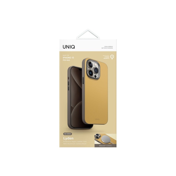 Чехол защитный Uniq Lyden DS с MagSafe для iPhone 15 Pro Max. Цвет: желтый/серый