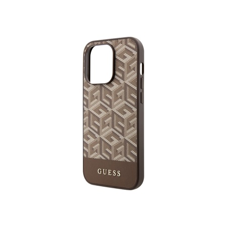 Чехол Guess PU G Cube Hard MagSafe для iPhone 15 Pro. Цвет: коричневый