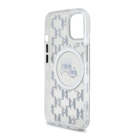 Чехол Lagerfeld для iPhone 15 PC/TPU Monogram NFT Karl & Choup Metal Camera MagSafe. Цвет:прозрачный