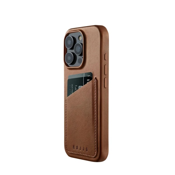 Чехол защитный Mujjo Full Leather Wallet Case для iPhone 16 Pro. Цвет: бежевый