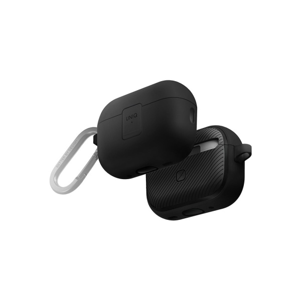 Чехол UNIQ CLYDE Lock case для AirPods Pro 2, силикон с карабином. Цвет: черный