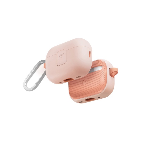 Чехол UNIQ CLYDE Lock case для AirPods Pro 2, силикон с карабином. Цвет: розовый
