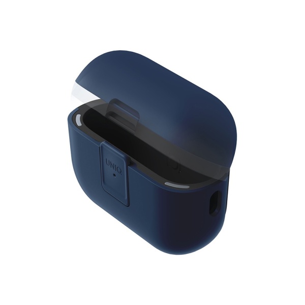 Чехол UNIQ CLYDE Lock case для AirPods Pro 2, силикон с карабином. Цвет: синий/темно-серый