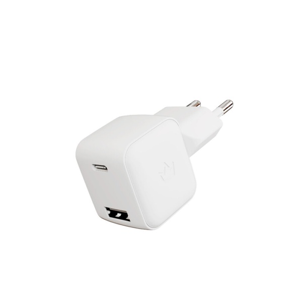 Сетевое зарядное устройство VLP G-Charge 20Вт, USB-C+USB-A, PD, QC. Цвет: белый