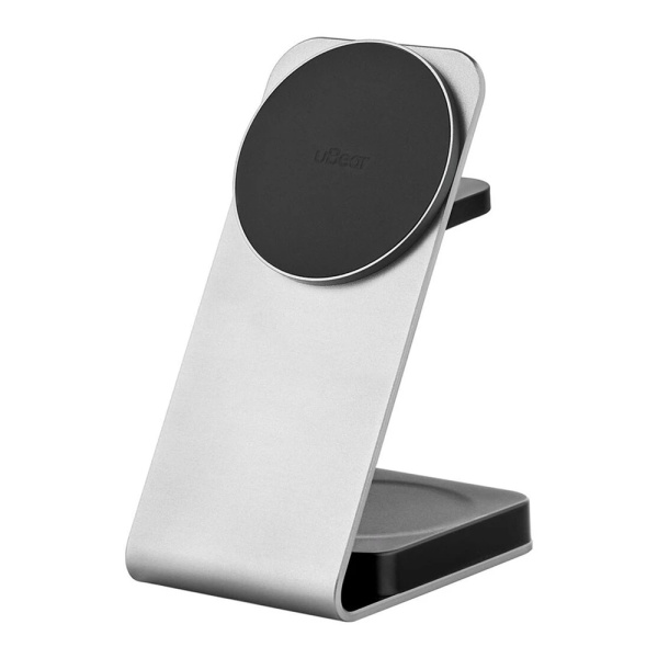 Беспроводное зарядное устройство uBear Level Pro 3 в 1 стандарта Qi, MagSafe, 25W. Цвет: серебристый