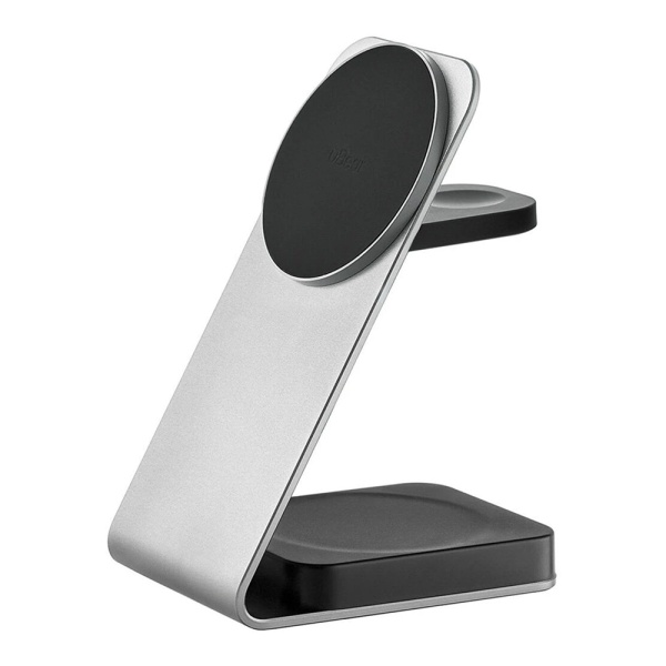 Беспроводное зарядное устройство uBear Level Pro 3 в 1 стандарта Qi, MagSafe, 25W. Цвет: серебристый