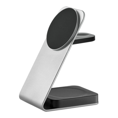 Беспроводное зарядное устройство uBear Level Pro 3 в 1 стандарта Qi, MagSafe, 25W. Цвет: серебристый