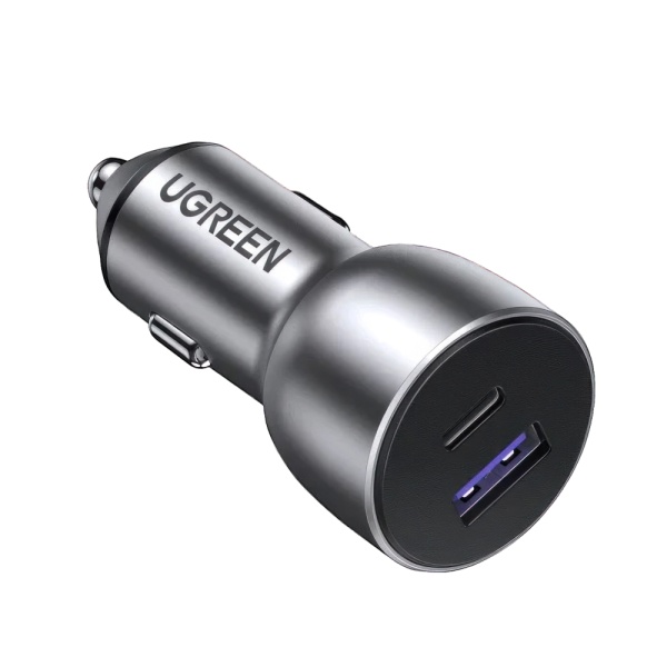 Автомобильное зарядное устройство UGREEN USB-C PD+USB-A QC 52.5W Fast Car Charger. Цвет: серый