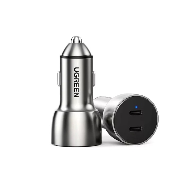 Автомобильное зарядное устройство UGREEN USB-C PD+USB-C PD 50W Fast Car Charger. Цвет: серый космос